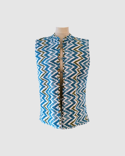 Sommer veste fre Indien - Blå / Zigzag
