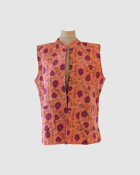 Sommer veste fre Indien - Orange / Blomstret