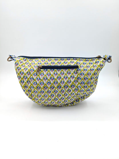 Crossbody taske i håndlavet blokprint fra Indien - lysegrøn