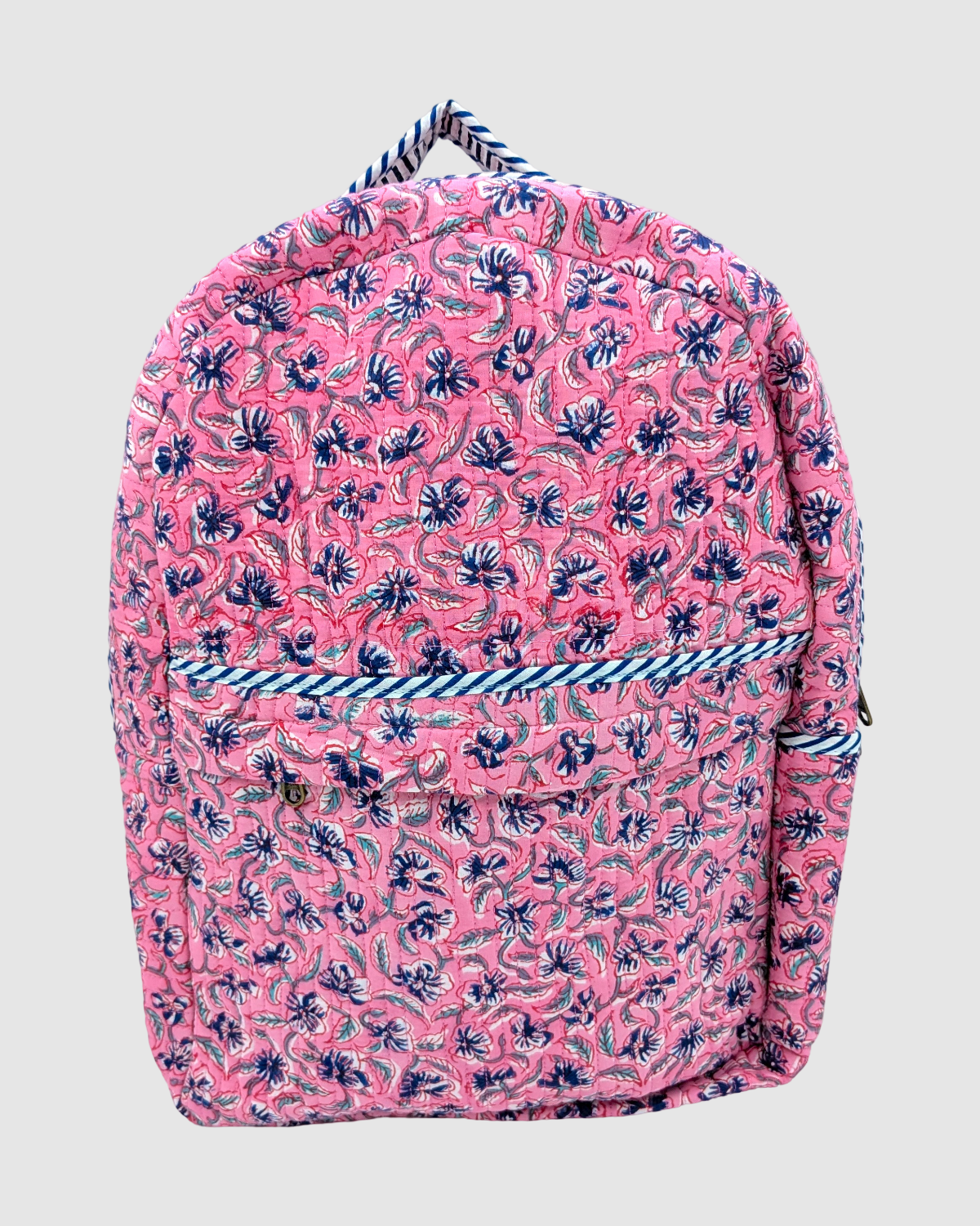 Quilted rygsæk - lyserød blomstret