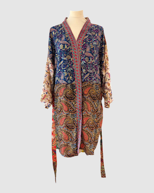 Plus size silke kimono fra Indien - Ayla