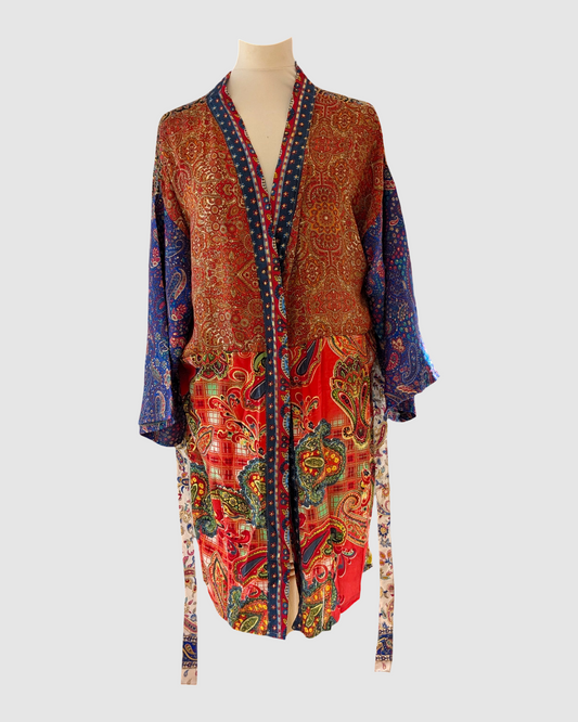 Plus size silke kimono fra Indien - Inaya