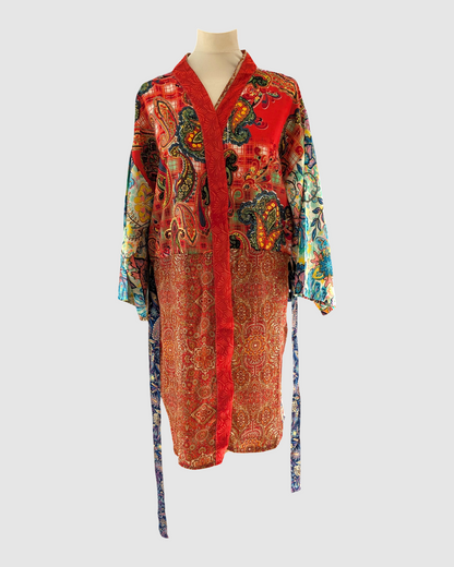 Plus size silke kimono fra Indien - Zimal