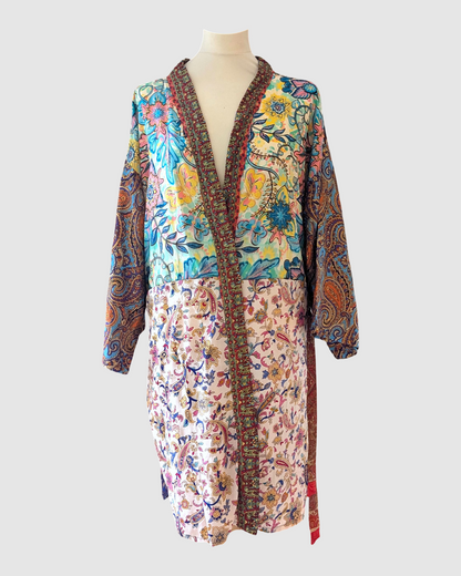 Plus size silke kimono fra Indien - Karla