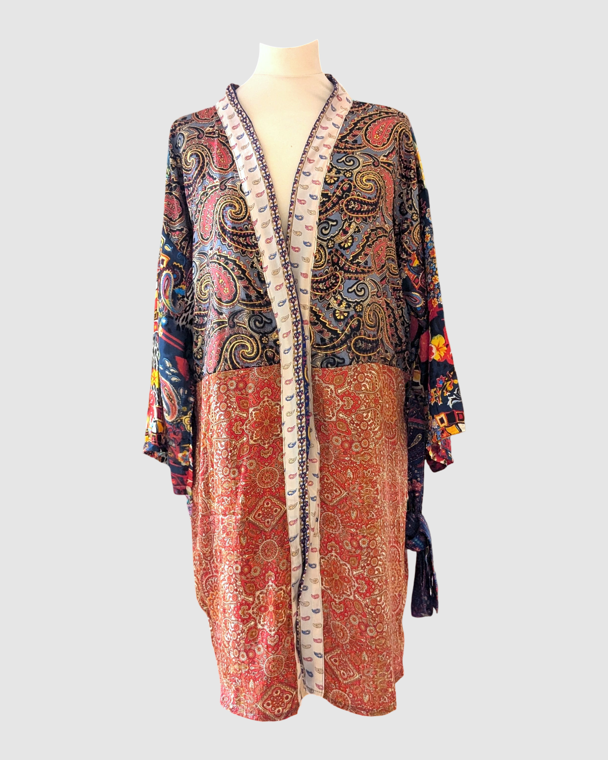 Plus size silke kimono fra Indien - Lin