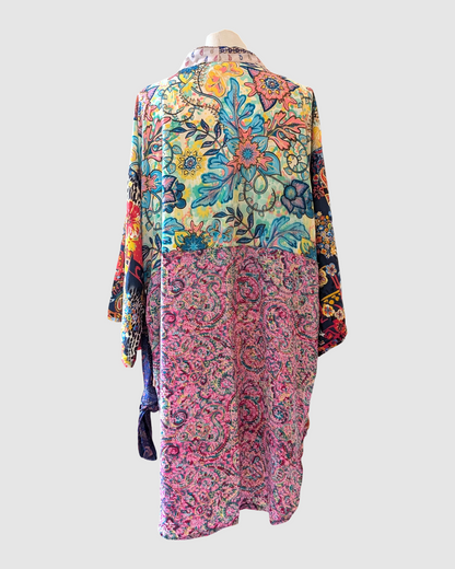 Plus size silke kimono fra Indien - Lin