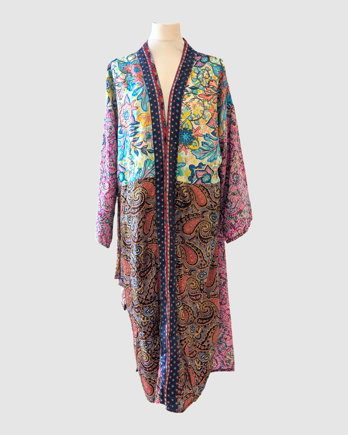 Plus size silke kimono fra Indien - Kai