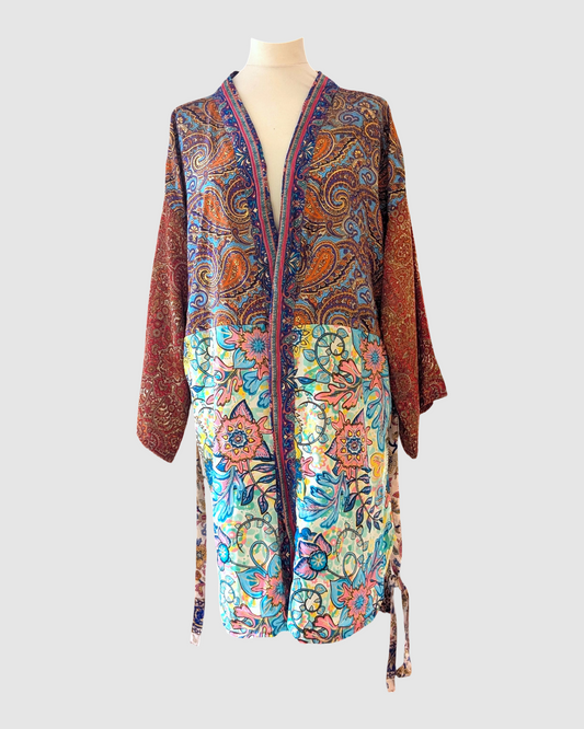 Plus size silke kimono fra Indien - Noor