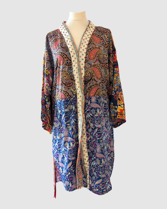 Plus size silke kimono fra Indien - Bo