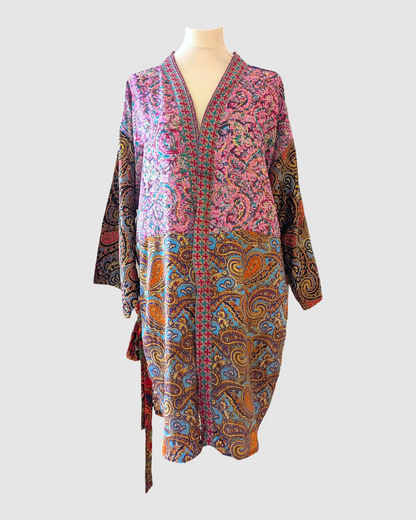 Plus size silke kimono fra Indien - Nora