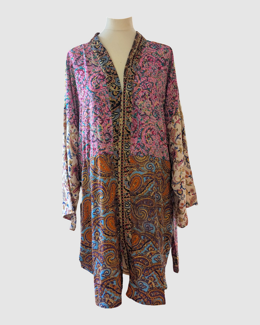 Plus+ size silke kimono fra Indien - Inaya