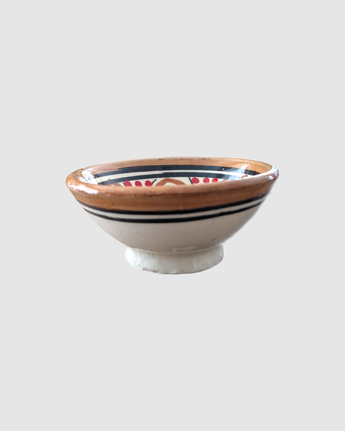 Håndlavet nøddeskål fra Marokko - 9 cm. Orange bølget