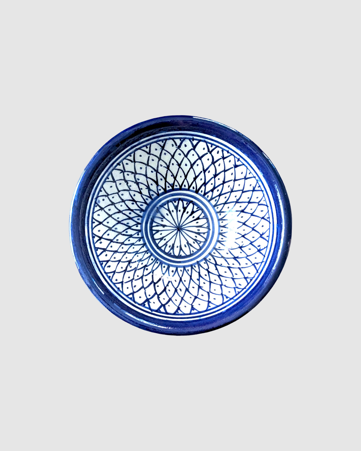 Håndlavet tapas skål fra Marokko - 12 cm Blå spiral