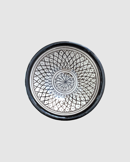 Håndlavet nøddeskål fra Marokko - 10 cm. Sort spiral
