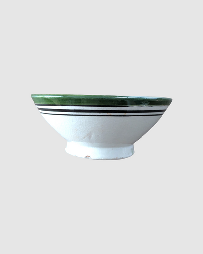 Håndlavet suppe skål fra Marokko - 15 cm. Grøn multifarvet