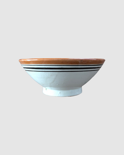 Håndlavet suppe skål fra Marokko - 15 cm. Mokka blomstret
