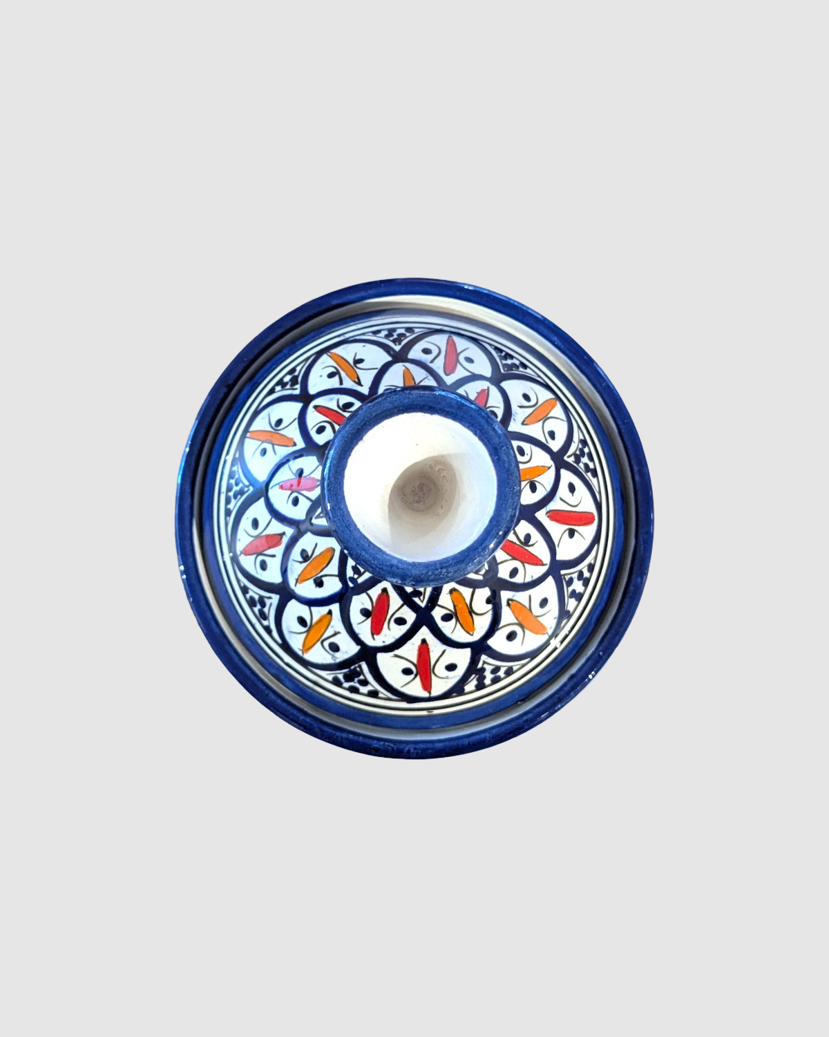 Håndlavet tagine - 16 cm.  Blå/multifarvet