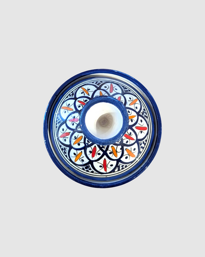 Håndlavet tagine - 16 cm.  Blå/multifarvet