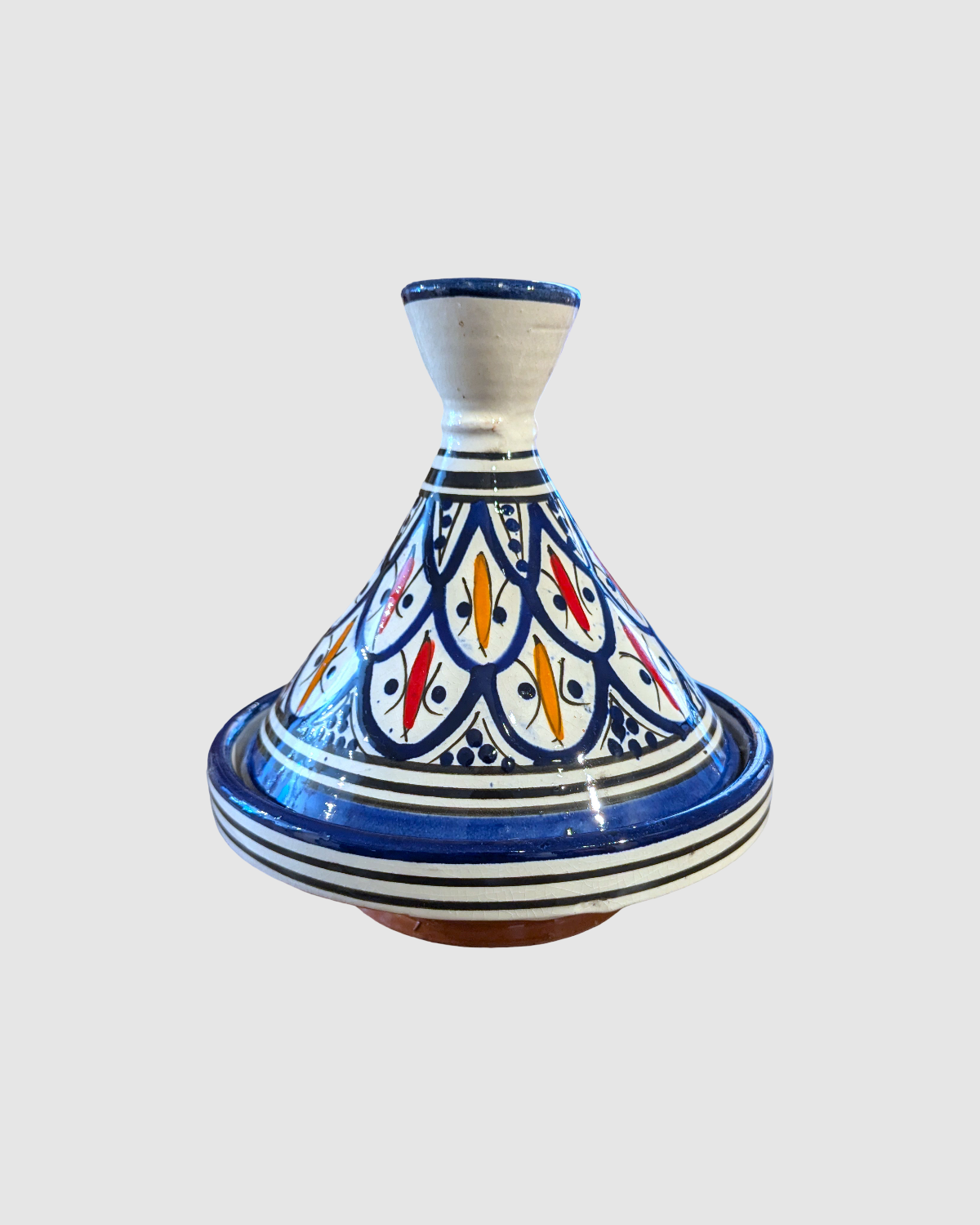 Håndlavet tagine - 16 cm.  Blå/multifarvet