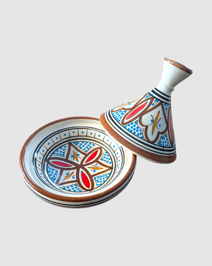 Håndlavet tagine - 16 cm.  Brun/blå