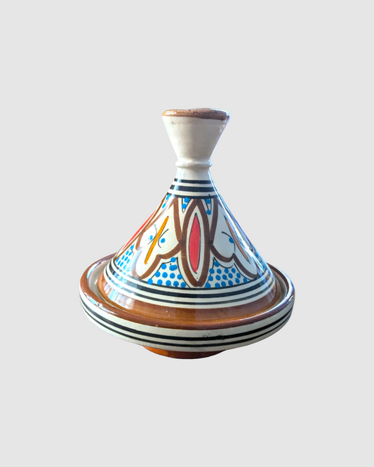 Håndlavet tagine - 16 cm.  Brun/blå