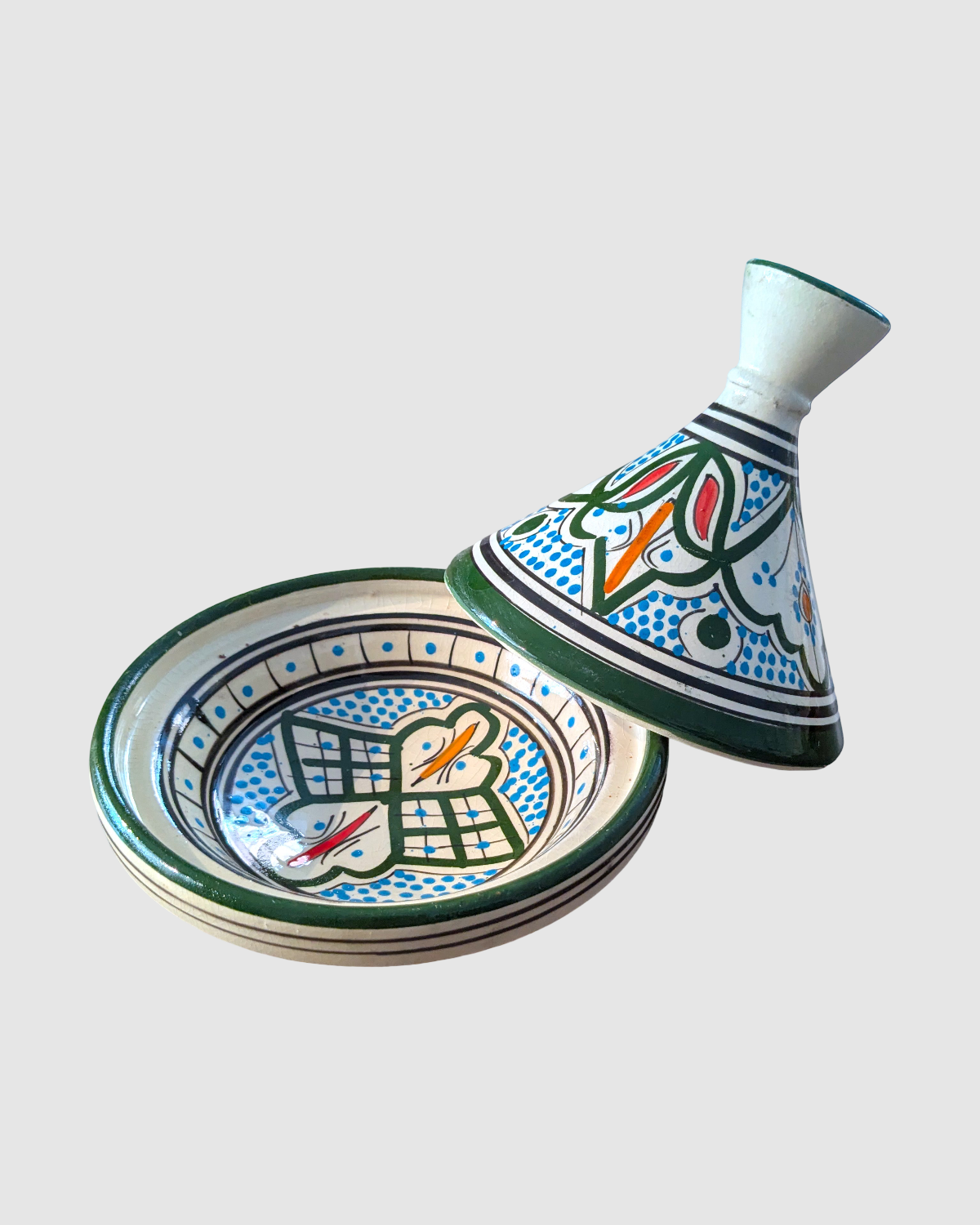 Håndlavet tagine - 16 cm.  Mørk grøn