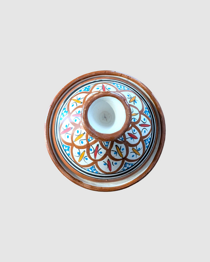 Håndlavet tagine - 16 cm.  Brun/multifarvet