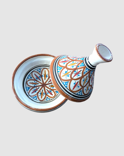 Håndlavet tagine - 16 cm.  Brun/multifarvet