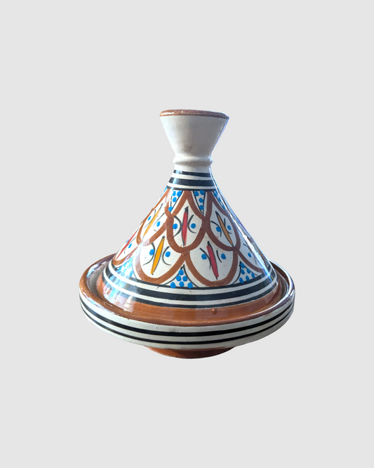 Håndlavet tagine - 16 cm.  Brun/multifarvet