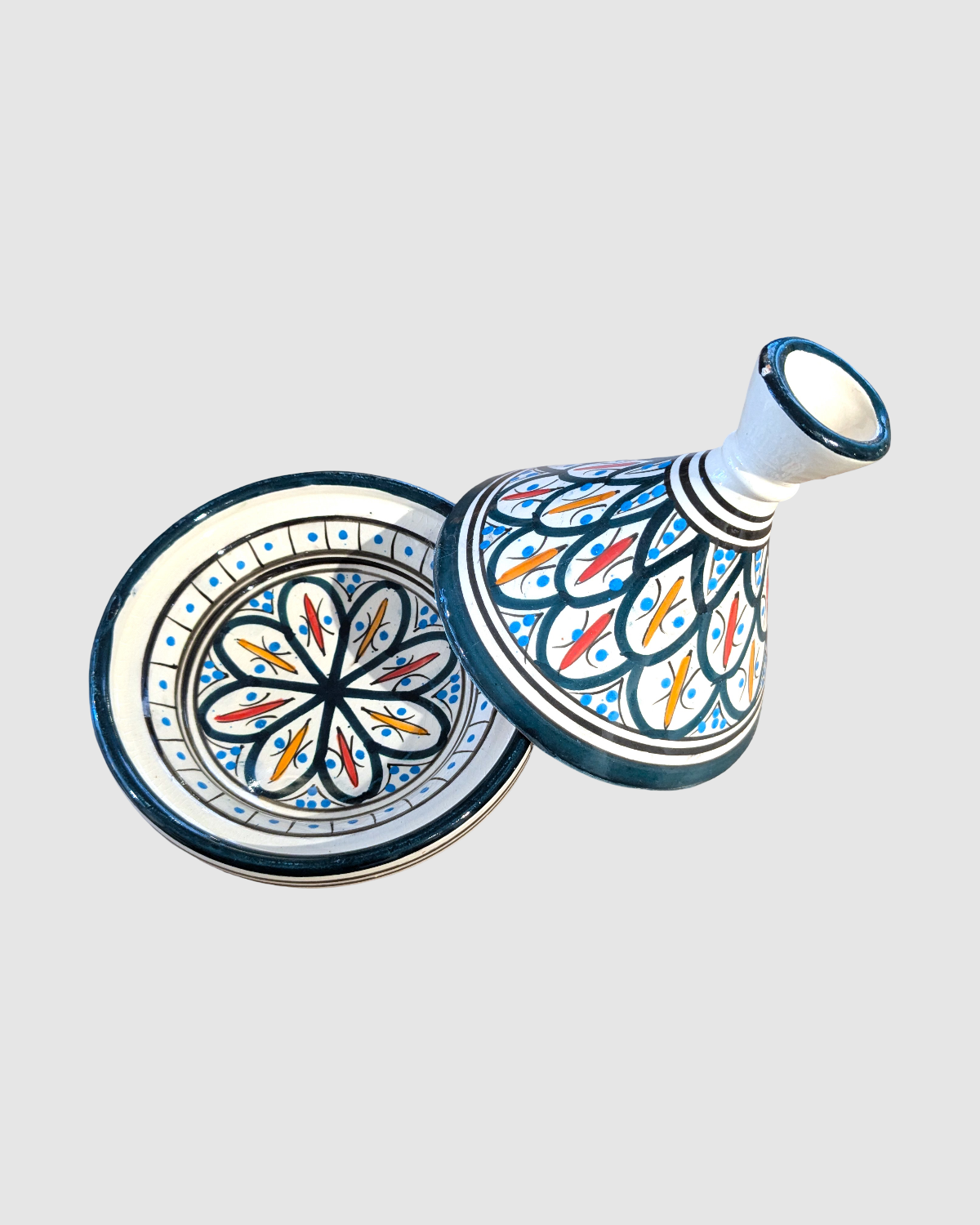Håndlavet tagine - 16 cm.  Petrol