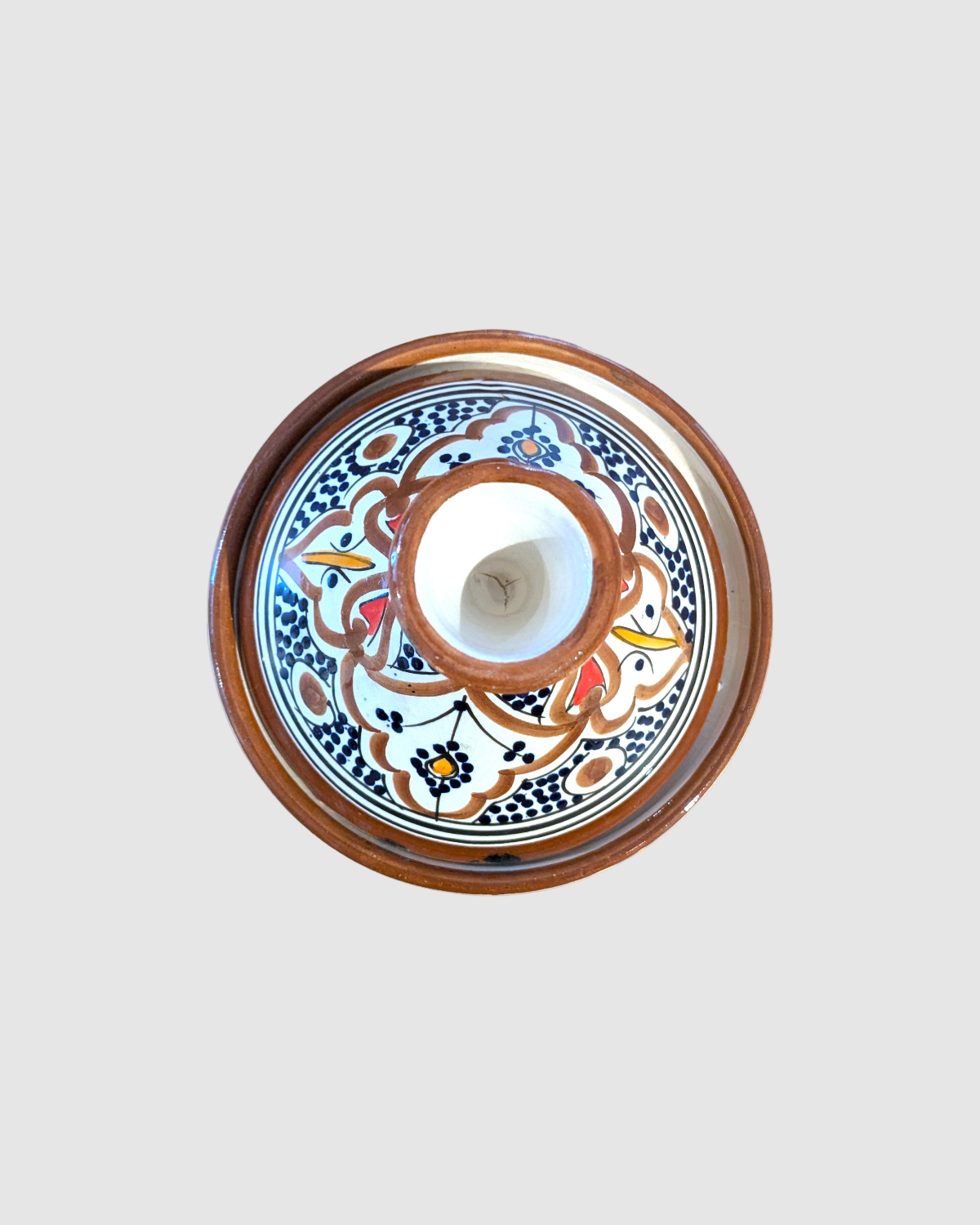 Håndlavet tagine - 16 cm.  Brun/sort