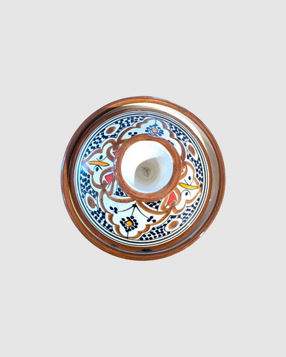 Håndlavet tagine - 16 cm.  Brun/sort