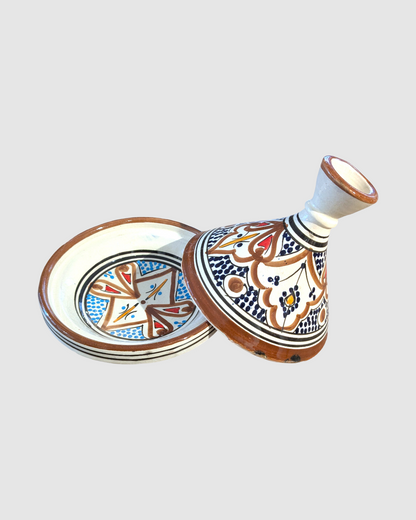 Håndlavet tagine - 16 cm.  Brun/sort