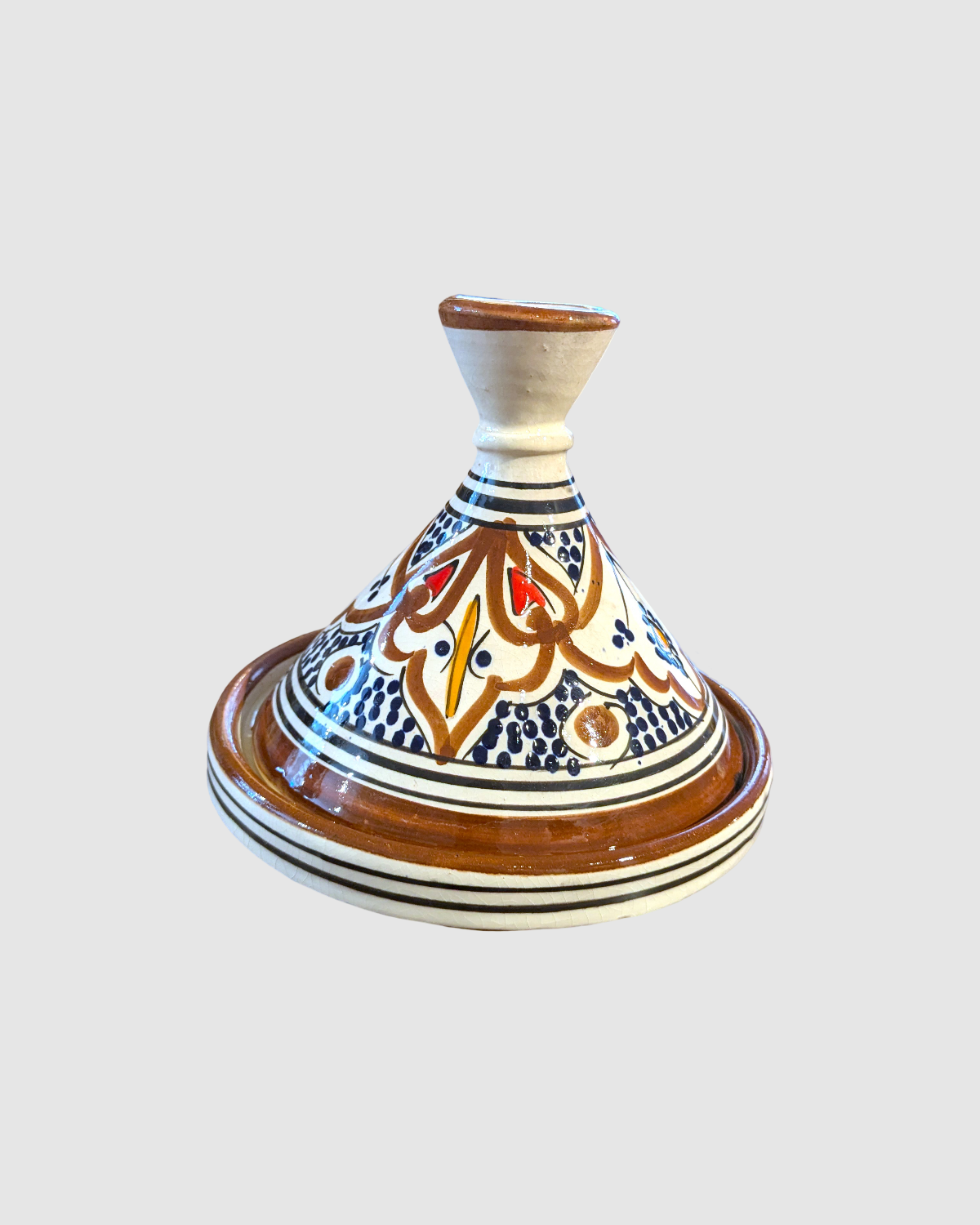 Håndlavet tagine - 16 cm.  Brun/sort