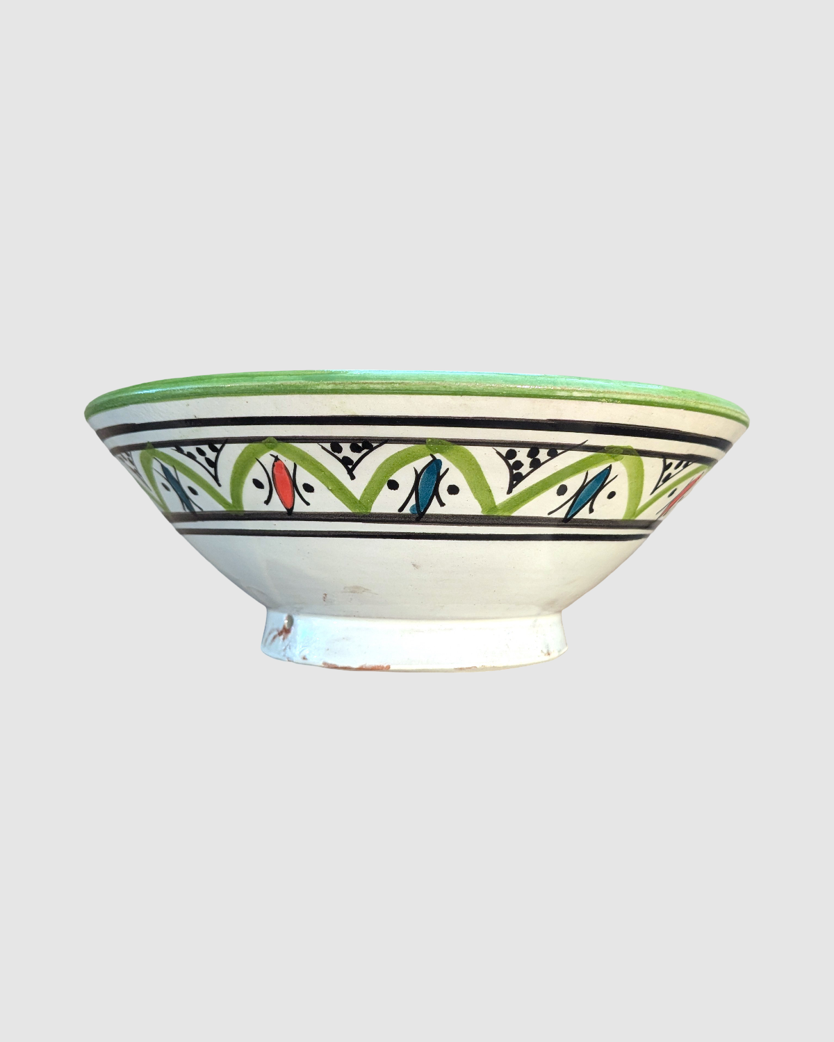 Håndlavet salatskål fra Marokko - 20cm. Grøn