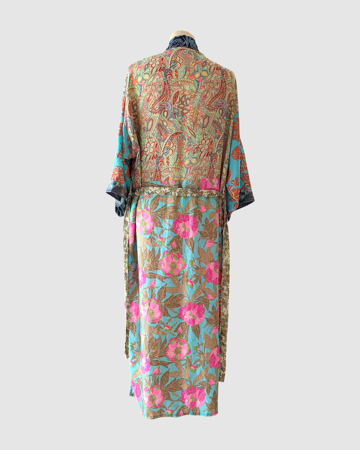 Lang silke kimono håndlavet i Indien - Ena
