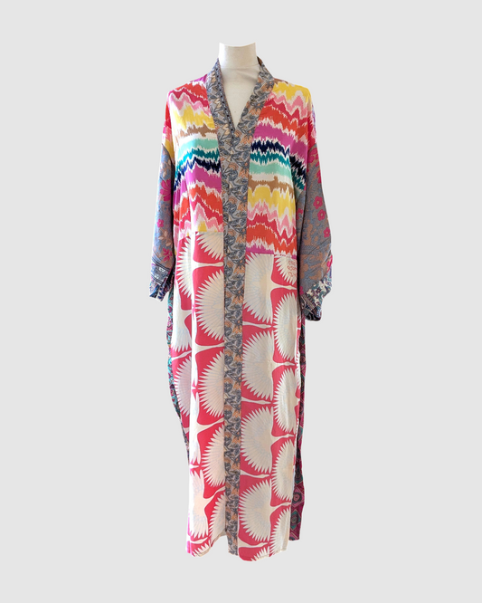 Lang silke kimono håndlavet i Indien - Ivy