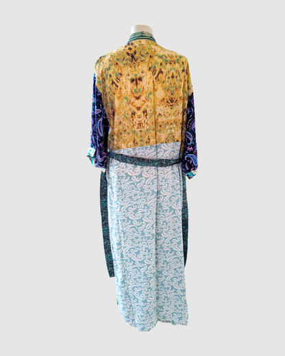 Lang silke kimono håndlavet i Indien - Billie