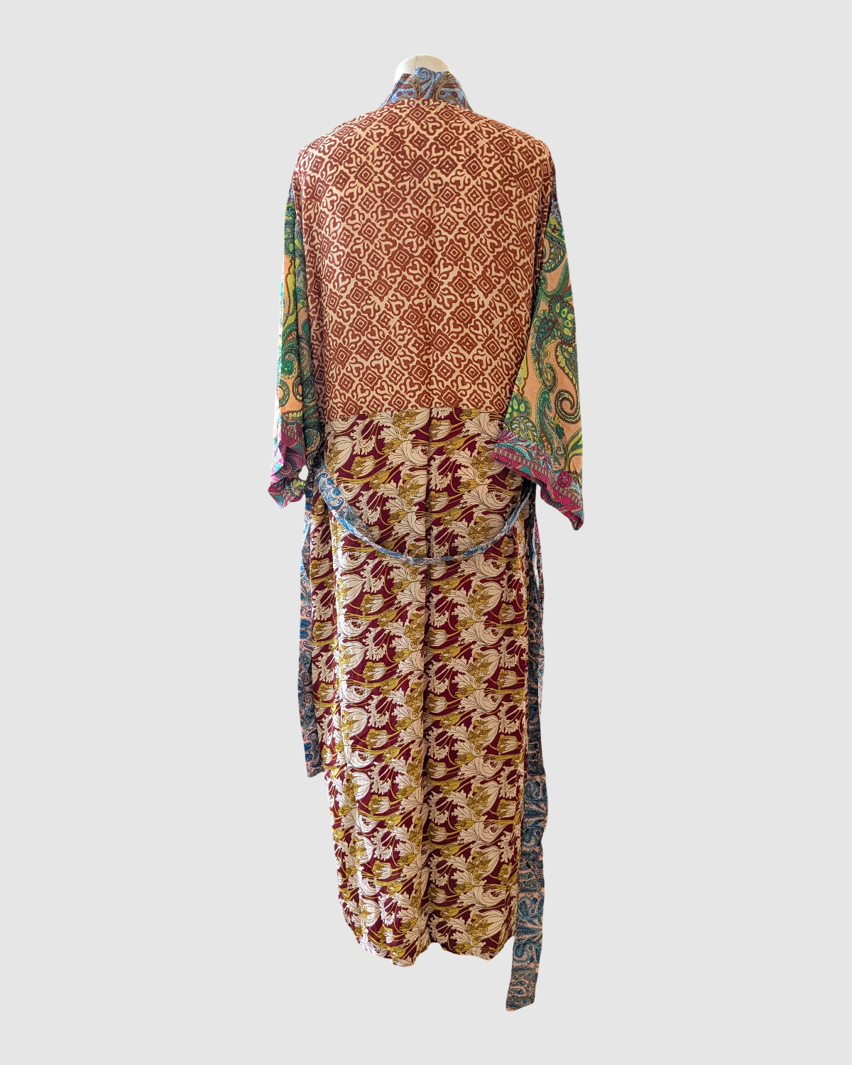 Lang silke kimono håndlavet i Indien - Erin