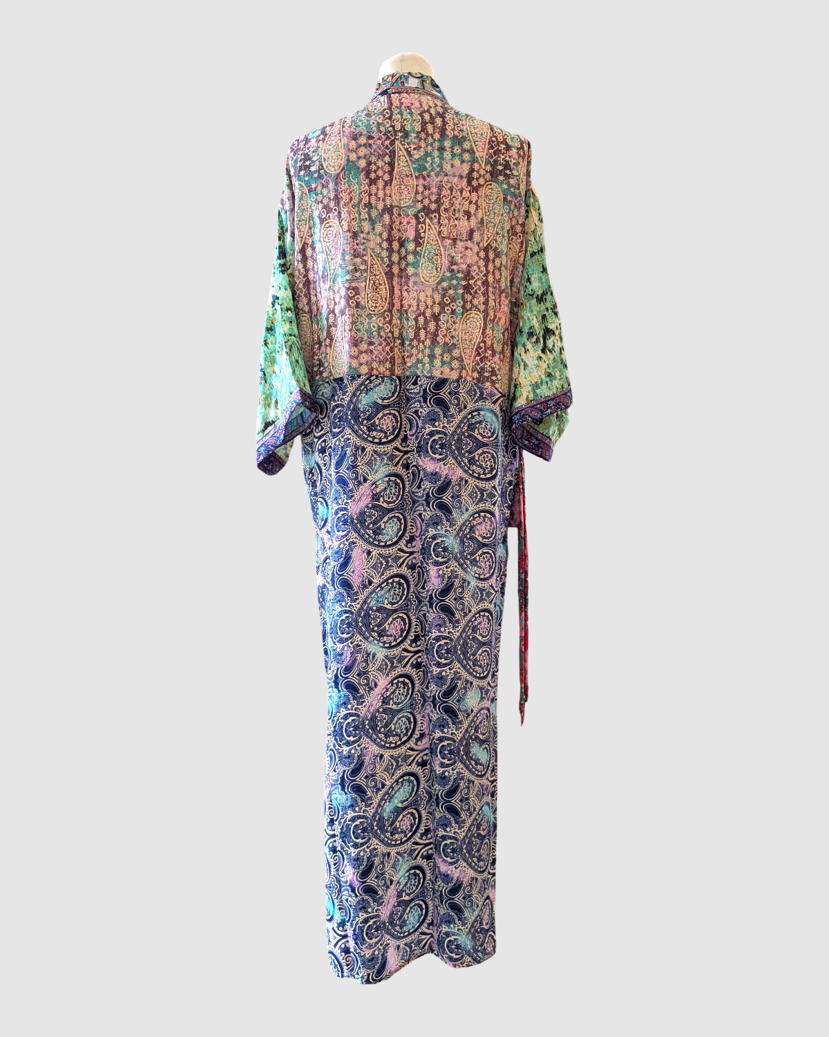 Lang silke kimono håndlavet i Indien - Mir