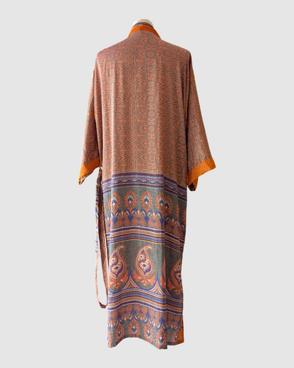 Midi silke kimono håndlavet i Indien - Tanvi