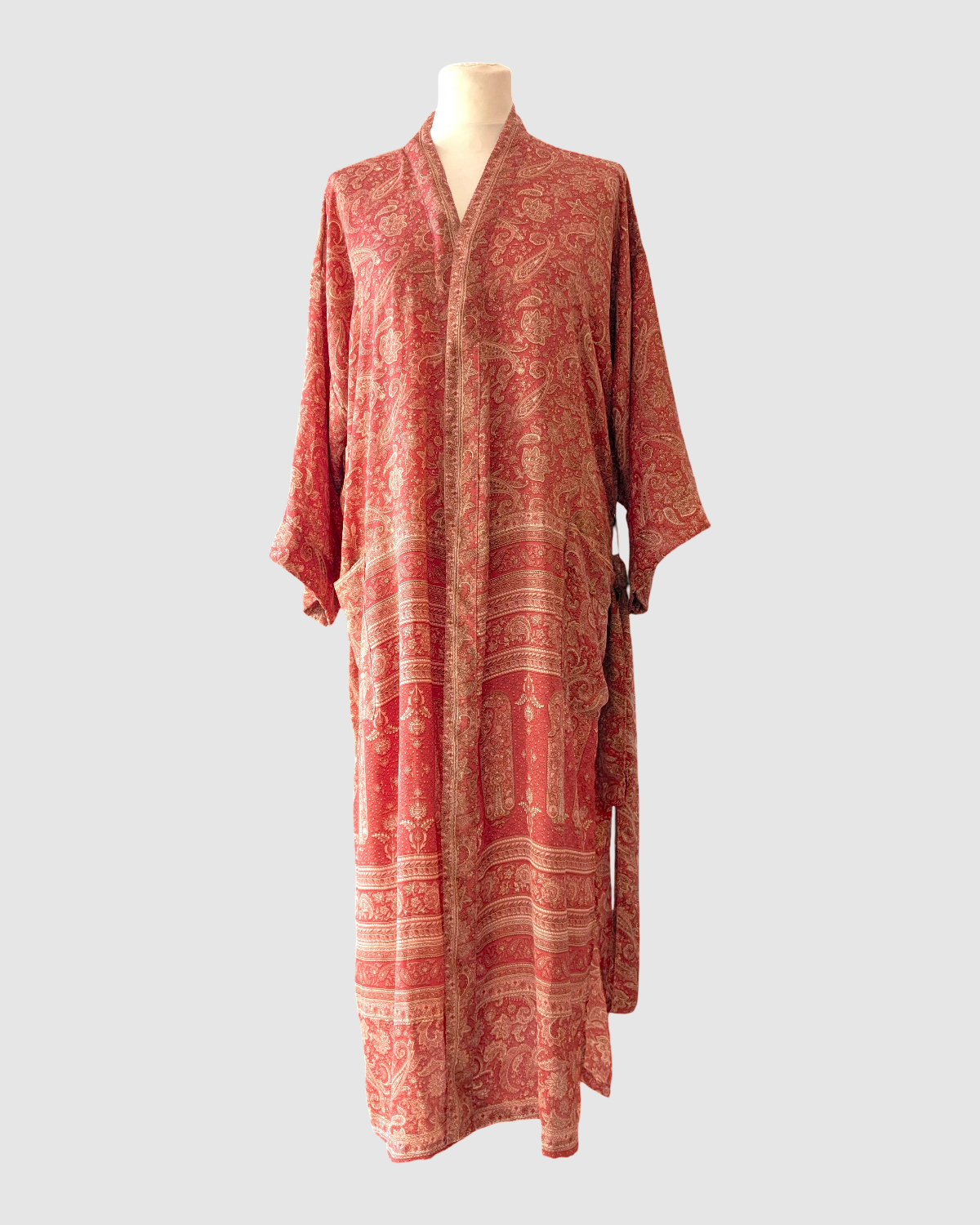 Midi silke kimono håndlavet i Indien - Mika