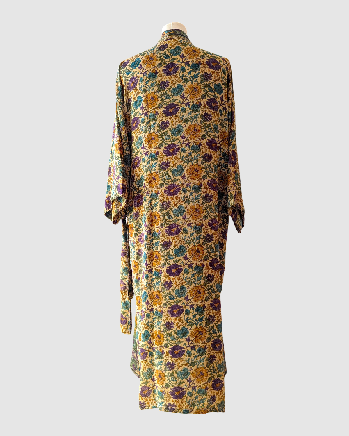 Midi silke kimono håndlavet i Indien - Mira