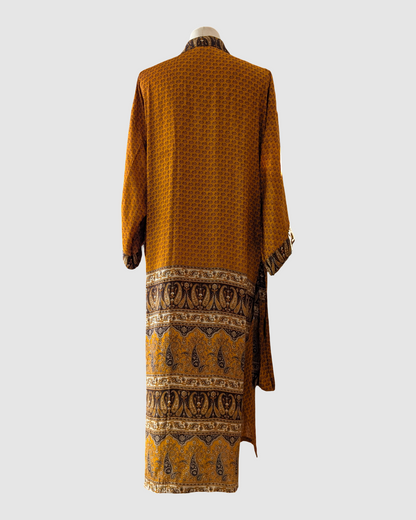 Midi silke kimono håndlavet i Indien - Vilma