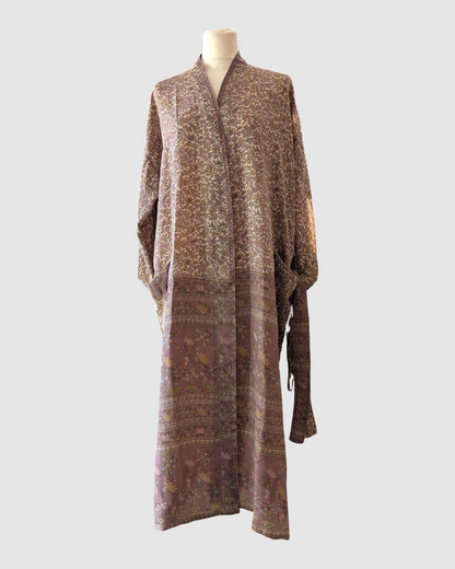 Midi silke kimono håndlavet i Indien - Bea