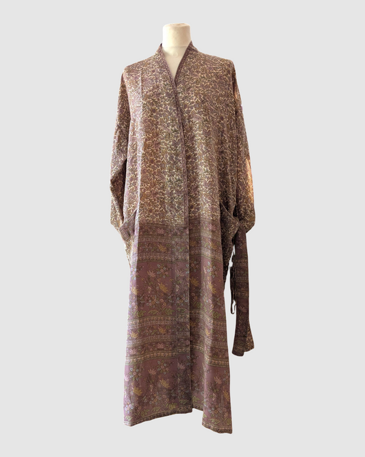 Midi silke kimono håndlavet i Indien - Bea