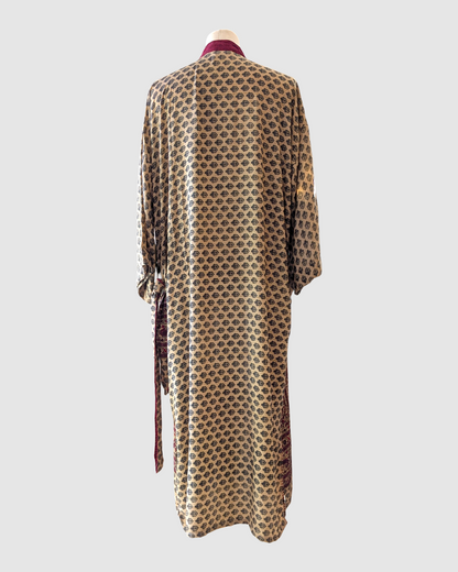 Midi silke kimono håndlavet i Indien - Alex