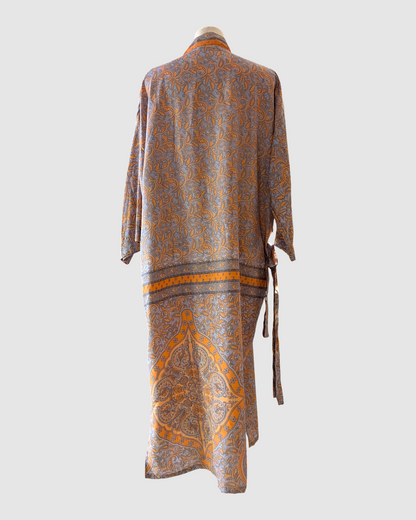 Midi silke kimono håndlavet i Indien - Evi