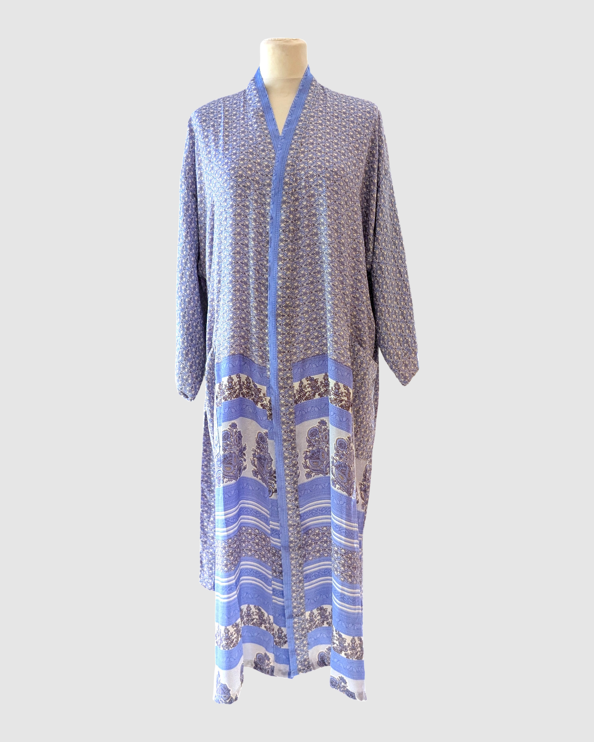 Midi silke kimono håndlavet i Indien - Robin