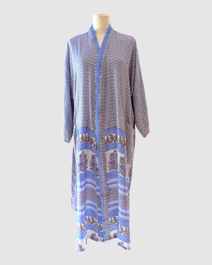 Midi silke kimono håndlavet i Indien - Robin